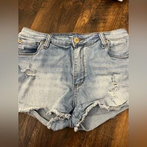 STS Blue Light Denim Distressed Women Shorts